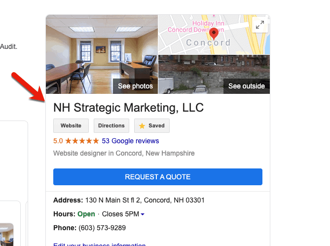 NH Strategic Marketing Google My Business Page | optimizing you GMB