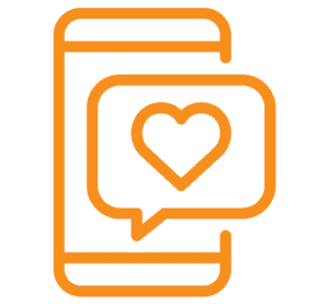 Phone with heart icon representing that people react with posts and images that resonate with them