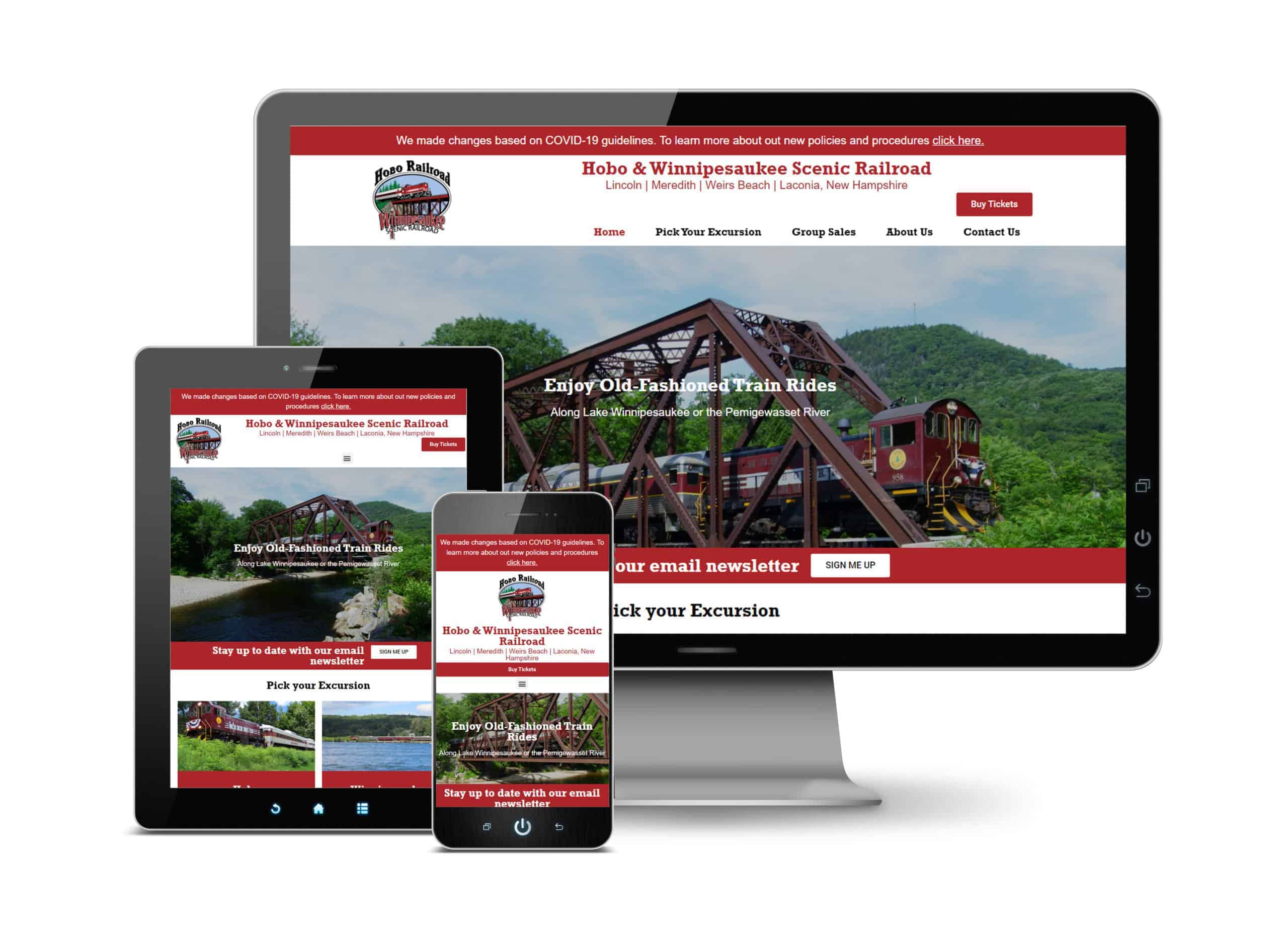 Final result of the Hobo Railroad website redesign project.