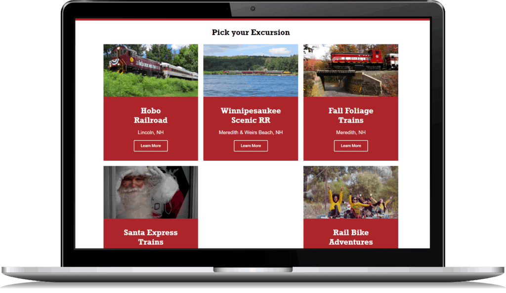 Hobo Railroad's now features a way to swap out events easily after their website redesign.