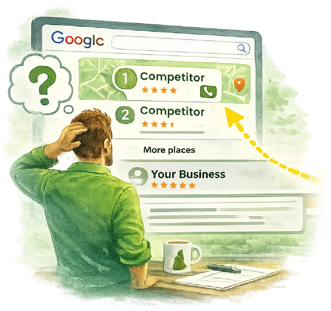 Local SEO audit showing Google rankings, competitors, and map pack visibility for small businesses