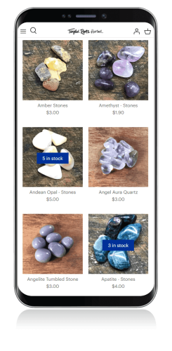 Products available on the e-commerce site for Tangled Roots. 5